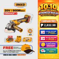 INGCO 20V Brushless Angle Grinder w/ 1 Battery & Charger Use for Cutting & Grinding CAGLI261021 ICPT