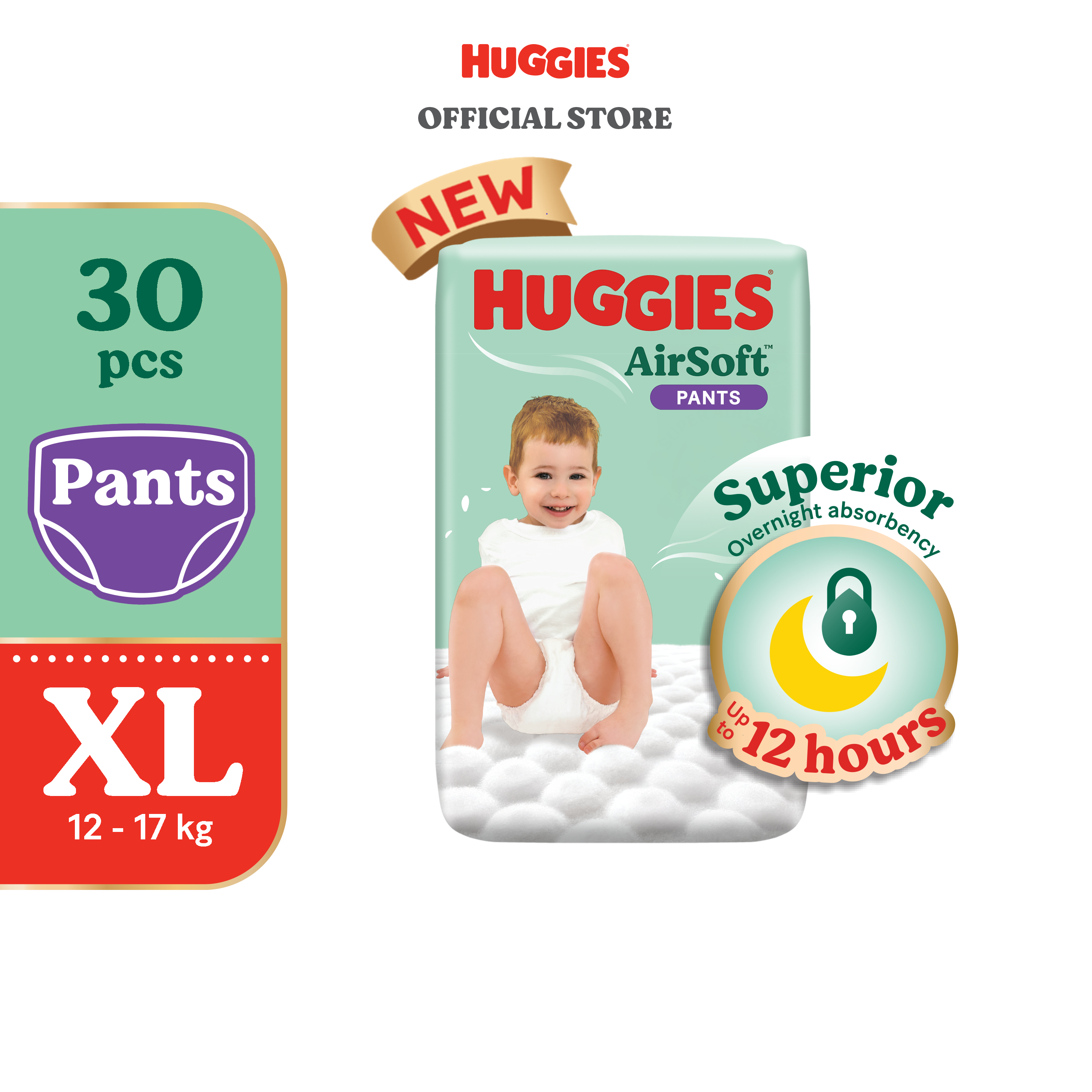 Huggies AirSoft Overnight Pants XL- 30 pcs