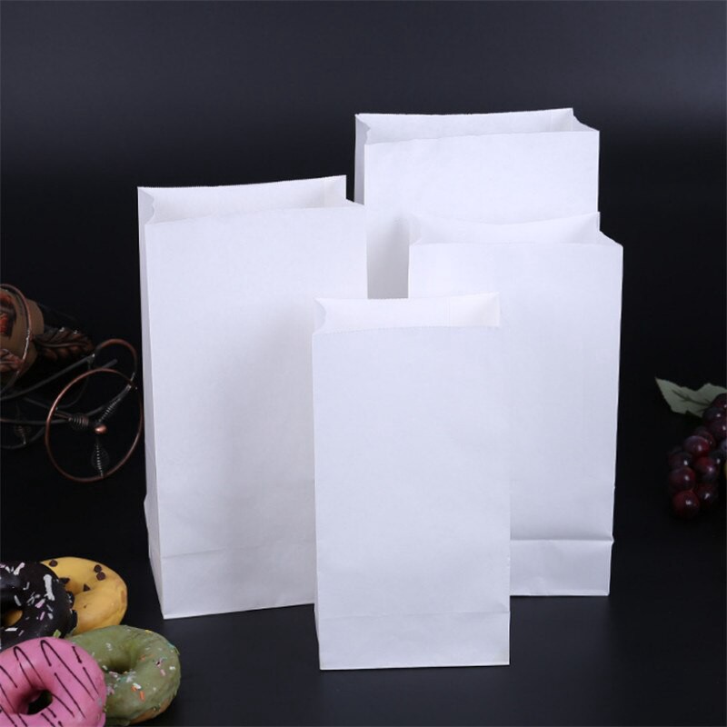 100PCS White Bleached Kraft Paper Bags White Supot White bag