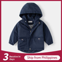 Rolanko 3-9 Years Casual Attire for Kids Boys Jacket Windbreaker Zip Hooded Coat Top Toddler Waterproof Dust Coat