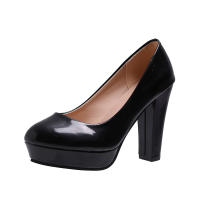 Falimottype)Size 35-42 Womens Fashion School Student Sandal Sexy Lacquer Leather Round Toe Wedding Shoes Thick Heel High Heels