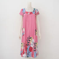 Meemee Ladies Challis Square Neck Long Duster with Cap Sleeves