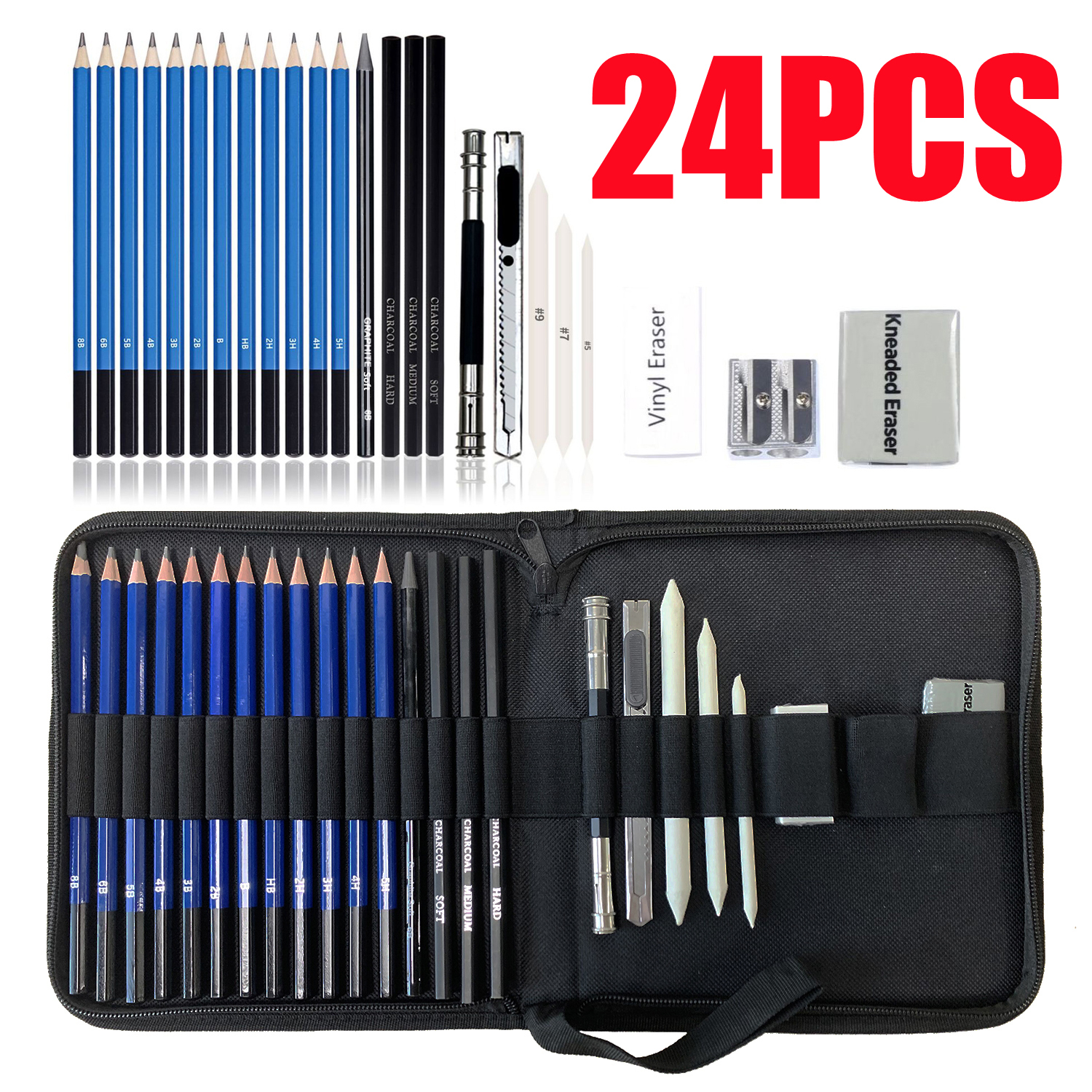 【COD + local seller】35pcs Sketch Pencil Set Artist Craft Professional drawing Kit with Sketchbook Graffiti Portable Student Art Supplies