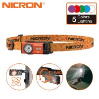 Nicron multifunctional Headlamp D10 500lumens 3 LED Source with Cool White/UV/RGB Pocket Compact RGB Flashlight with Headlamp StripUSB-C Rechargeable headlamp IP54 outdoor light for Camping readingfishing