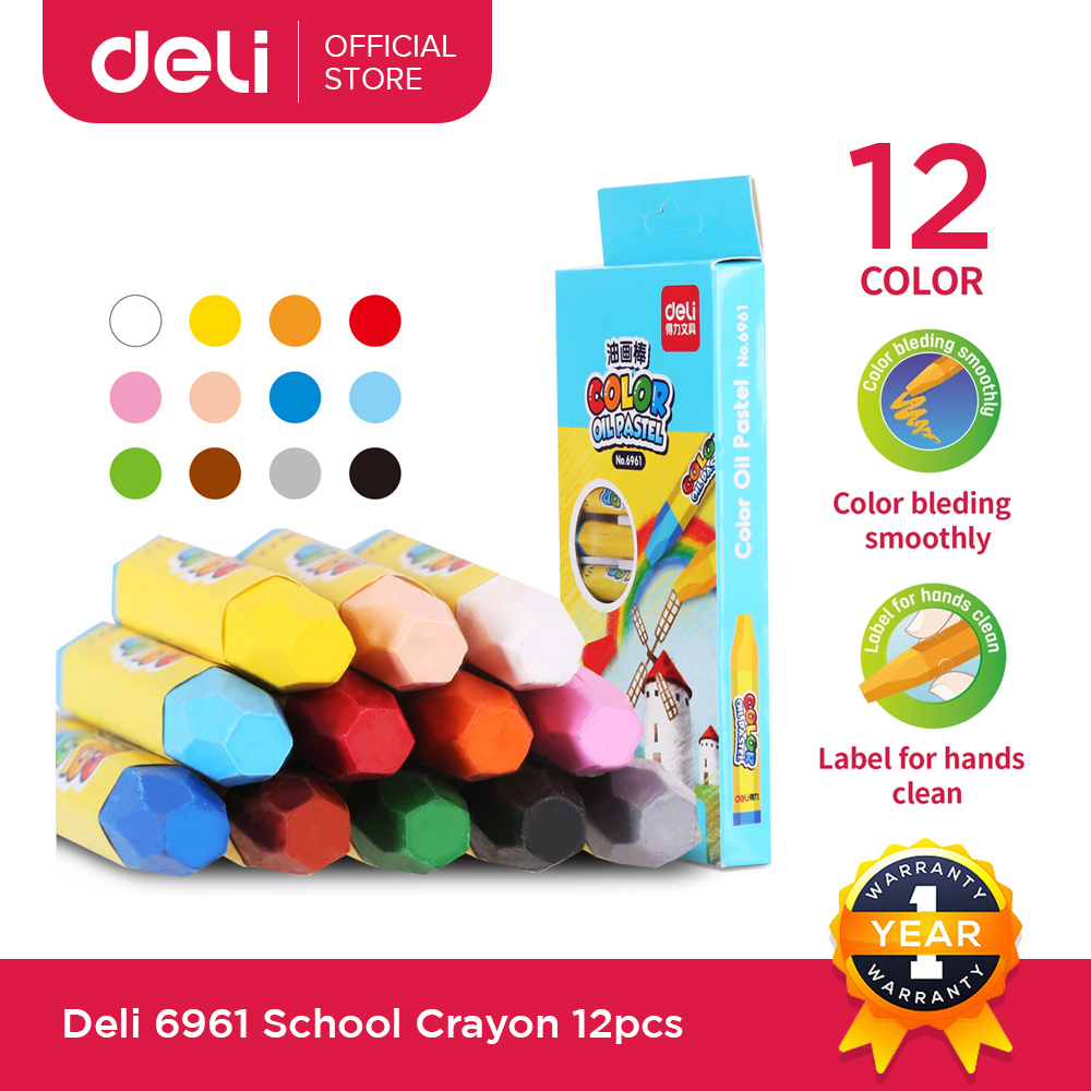 Deli Oil Pastels 12/18/24/36 Colors Art High Quality Oil Pastel Set Excellent Color Non-Toxic Cute Bear Oil Painting Stick Art Supplies For Children 696 6962 6963 6964