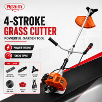 REAIM 52CC 2/4 Stroke Gasoline Grass Cutter Heavy Duty Brush Cutter Lawn Mower Trimmer with Full Accessories Kit for Home Garden Farm Land Clearing Weed Brush Removal