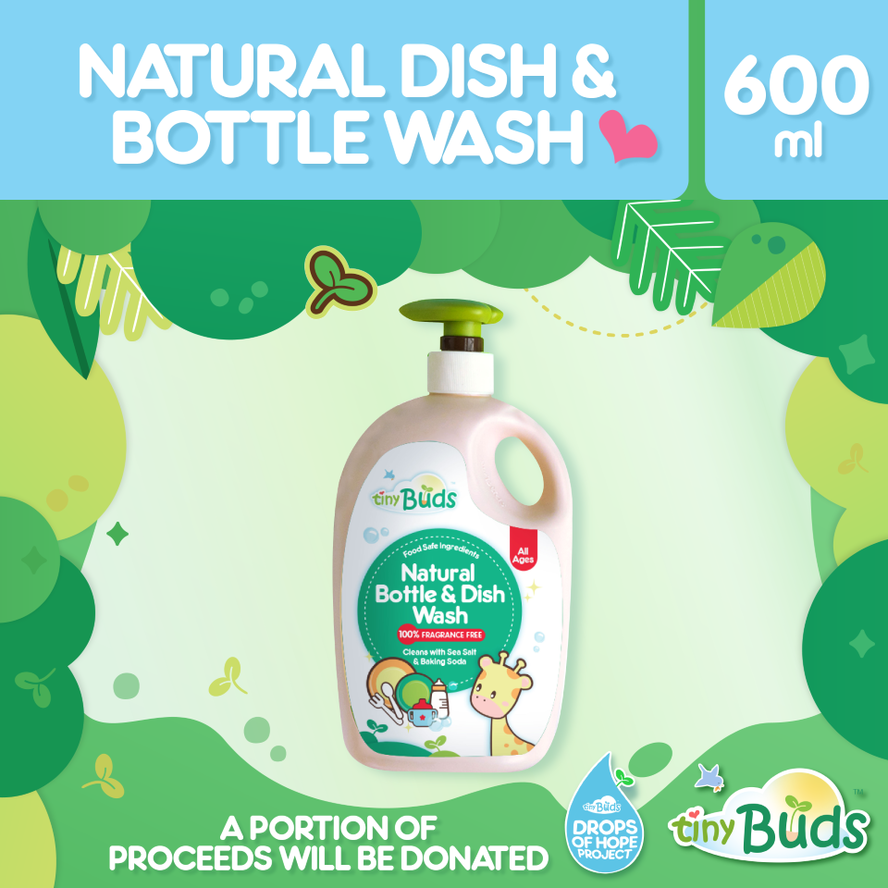 Tiny Buds Natural Dish Wash & Baby Bottle Cleanser Fragrance Free (600ml)