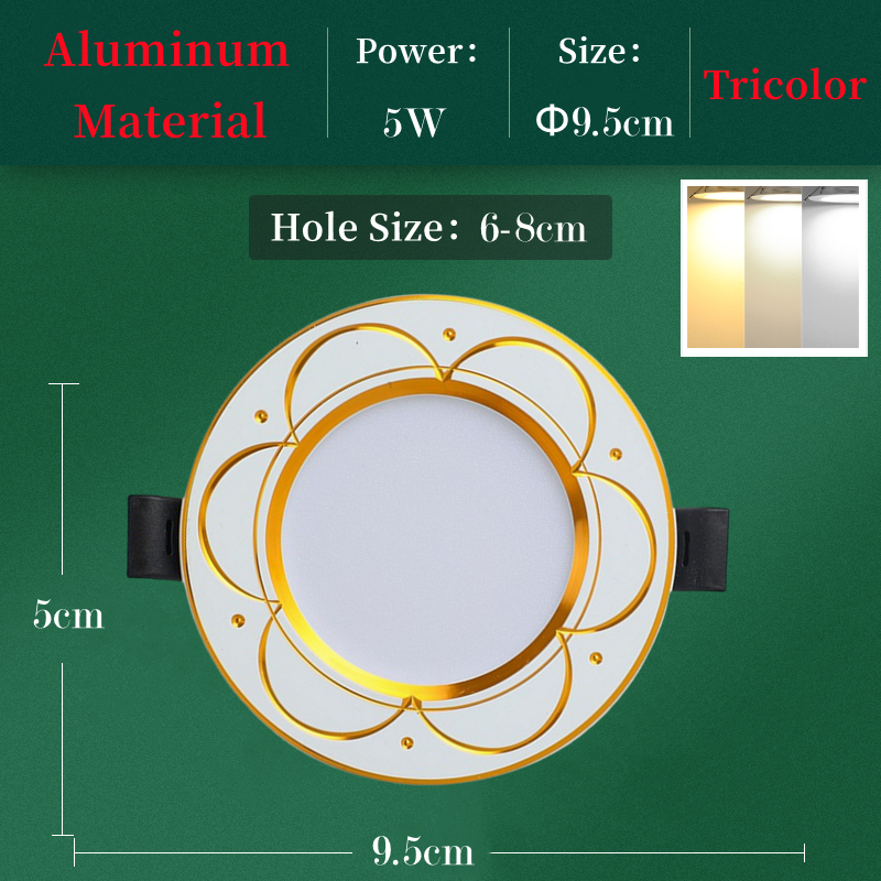 LED Downlight Tricolor Dimmable 5W/7W/9W/12W LED Lights Ceiling Light Energy Saving 80% Downlight/Pin Light/ Recessed Light/ Panel Lights LED Ceiling Lamp