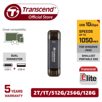 * Transcend ESD310 Type C USB R/W speeds of up to 1050/950 MB/s Portable SSD | Capacity: 128GB 256GB 512GB 1TB 2TB | USB Flash Drive | Portable Solid State Drive | Transcend External SDD ***FREE Leather Pouch***