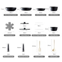 Redchef Nonstick Ceramic Rock Cookware Set Handle Removable 16Pcs No PFAS& PTFE& PFOA  Non Stick Pan Suitable for All Stoves