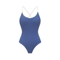 YUKARI SWIM One-piece Swimsuit for Women Vacation Outfits Beachwear Sportswear Red Blue Stripes Classic Style
