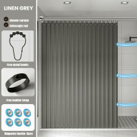 KORMES High Quality Foldable Shower Curtain with Ring Set Linen Waterproof Fabric for Bathroom Makapal Washable Cloth