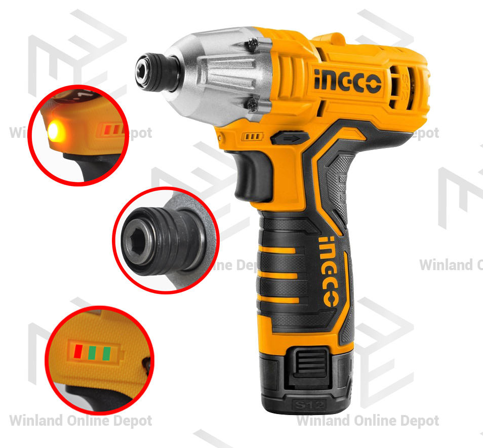 INGCO Original LithiumIon Cordless 2PC Combo Kit Cordless Impact