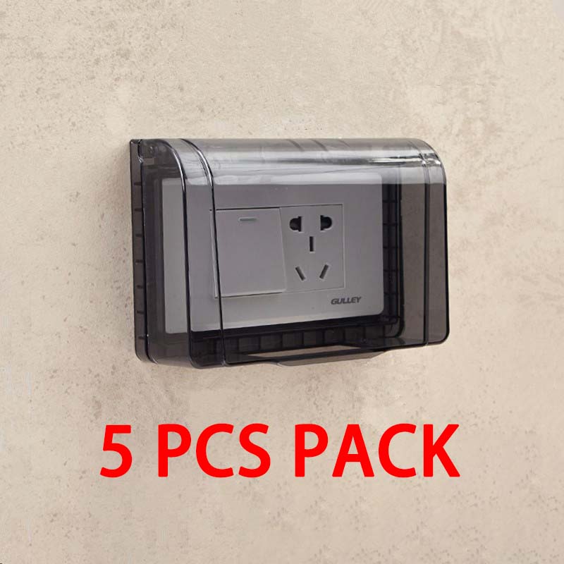 VLS Outlet socket Protector Cover Waterproof Box Cover Paste Toilet Socket Waterproof Cover Splash-proof Box Transparent Power Socket Protection Cover