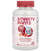 SmartyPants Kids Formula Multivitamins and Omega 3s Strawberry Banana Orange and Lemon 120 Gummies