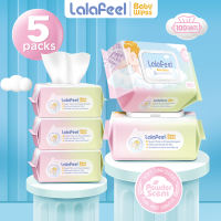 LALAFEEL Baby Wipes Wet Wipes for Baby Powder Scent 100pcs x 5 Packs(500 Sheets)