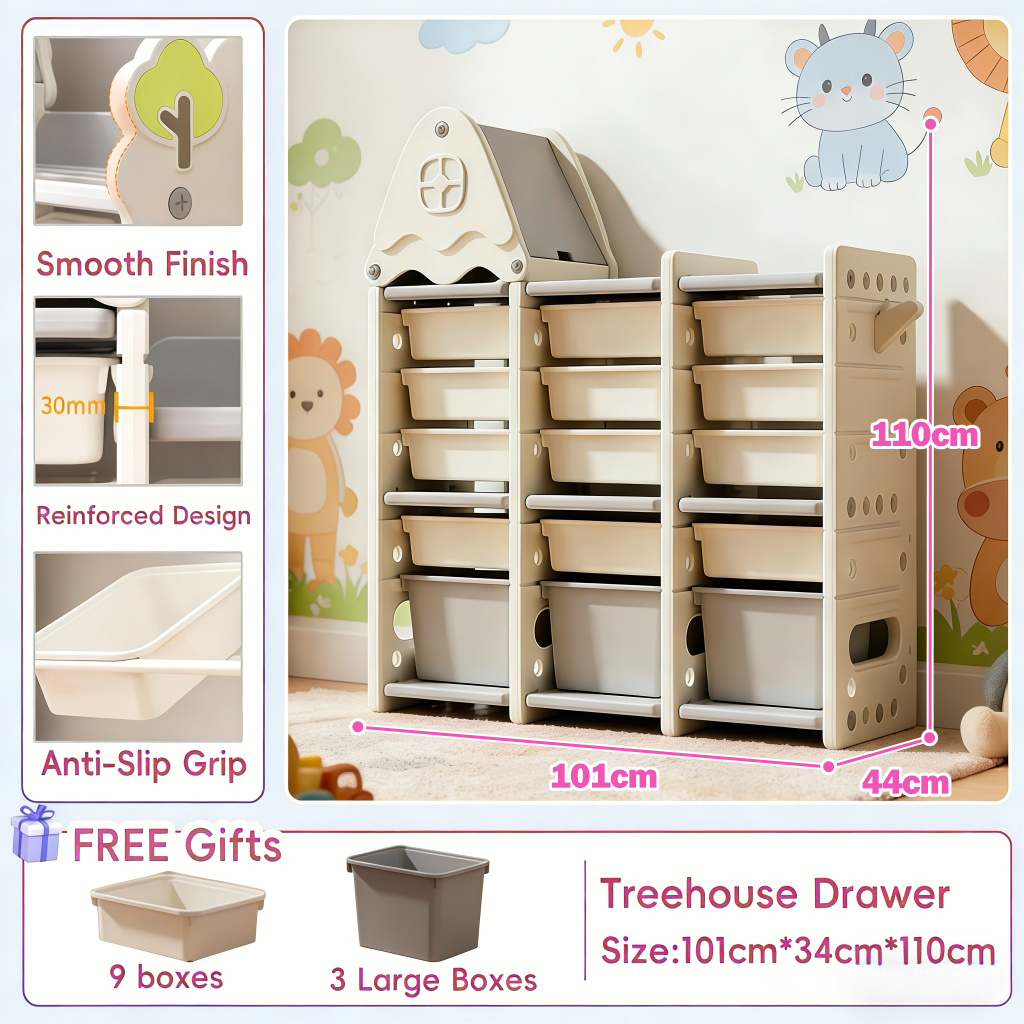 Playpark Kids Toy Organizer Tree House Storage Rack Shelf Bookshelf for Playroom Baby Toys and Books