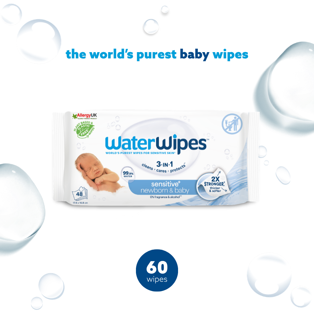 WaterWipes Original Biodegradable Baby Wipes | Worlds Purest 99.9% Water Wet Wipes | Fragrance-Free Alcohol-Free Hypoallergenic | For Newborn Premature Sensitive & Eczema-Prone Skin | Plant-Based Compostable | Choose Size: 60s / 4x60s / 12x60s Mega Box