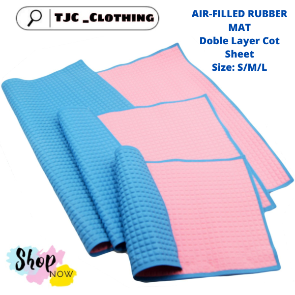 AIR FILLED COT RUBBER MAT DOUBLE LAYER COT SHEET/CHANGING MAT /BABY RUBBER MAT SMALL (45X30 CM) MEDIUM (45X60 CM) LARGE (60X90 CM)