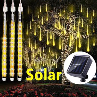 【Little Beee】Outdoor Solar/Plug in LED Meteor Shower Rain Lights Waterproof Fairy String Light for Christmas Party Decor Outdoor Party Decoration Lights