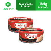 Century Tuna Premium Red Chunks in Water - Protein Omega 3 DHA No Preservatives 184g - Pack of 2