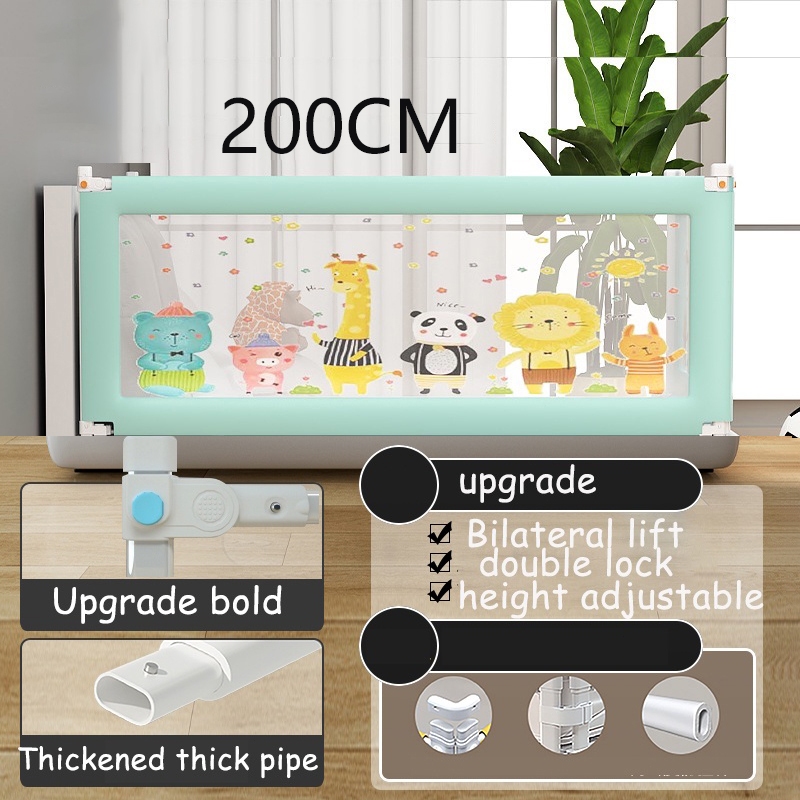 Baby Bed Fence Adjustable & Safe Breathable Mesh Non-Toxic Materials in1.4m/1.5m/1.8m/1.9m/2.0m