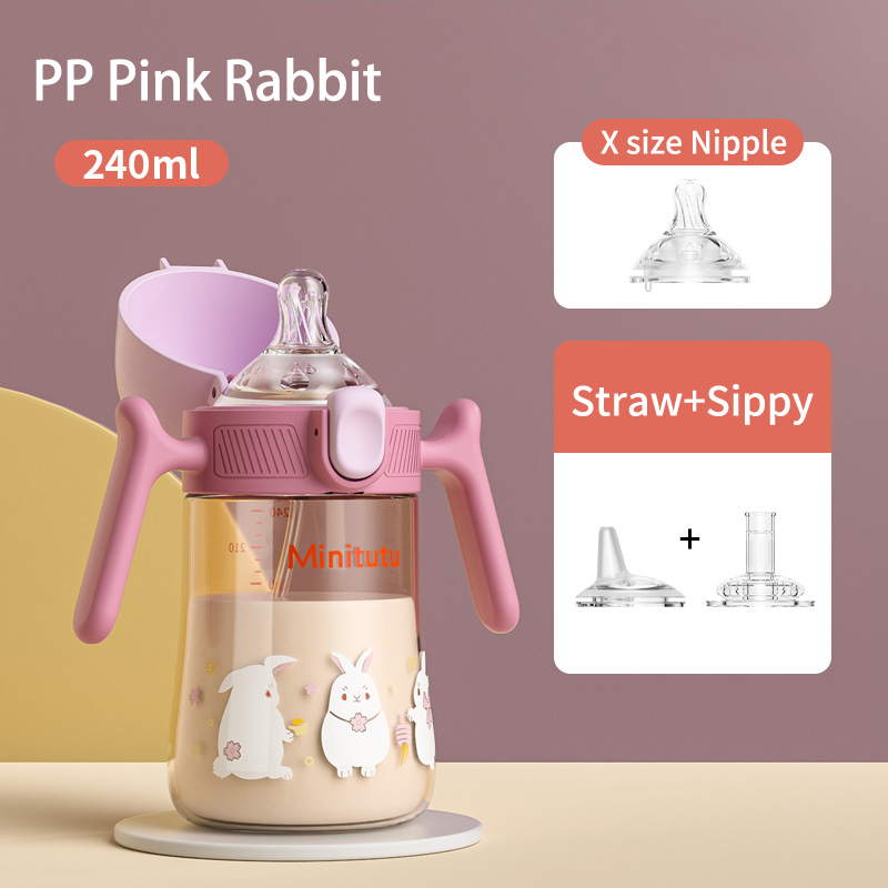 Minitutu PP PPSU 3IN1 Wide Neck Feeding Bottle with 360° Gravity ball with handle feeding bottle for baby BPA Free