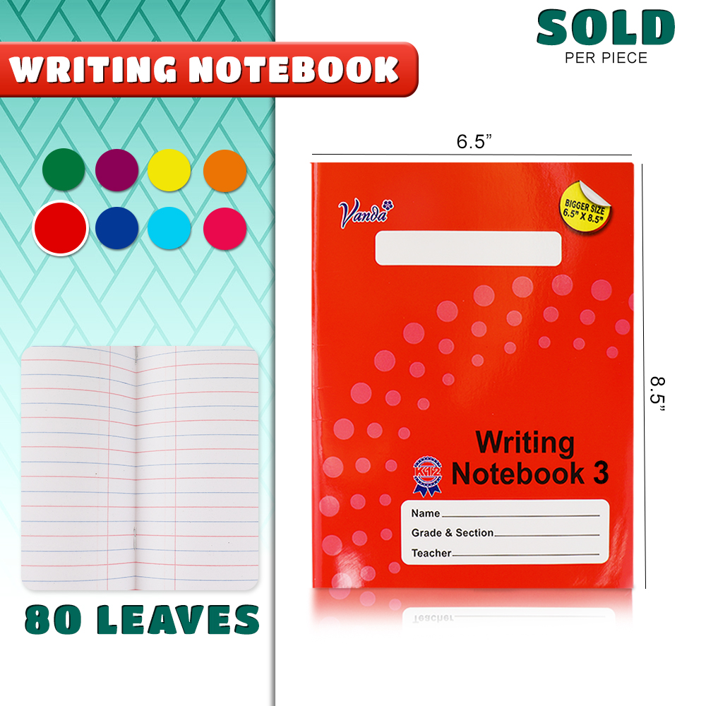 VANDA Writing Notebook PREP Grade1 to 3 (1pcs per color) Smooth Paper Bright and Attractive Cover Design For Preschool & Grade 1-3 Learners