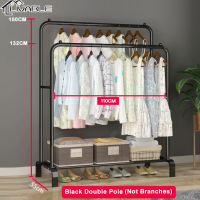 LIVABLE Clothing Garment Rack Floor Folding Coat Rack Hanger Indoor Single/Double Pole Bedroom Pole Hanging Clothes Rack