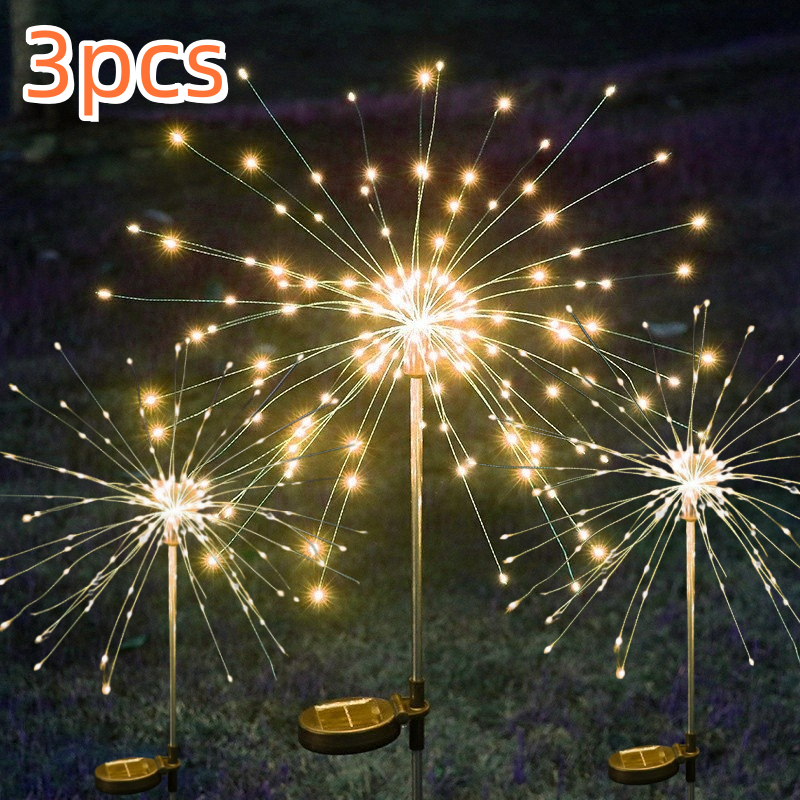 INXX Fireworks Lamp Solar Garden Light Outdoor Waterproof Copper Wire Lights for Fowerbed Garden Home Tree Flower Xmas for Garden Home Christmas Party Decor