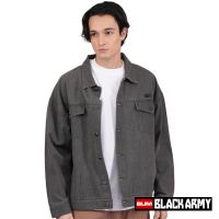 BUM BLACK ARMY - DENIM JACKET WITH BUTTON CLOSURE AND CHEST POCKETS
