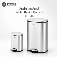 PRIMEO Stainless Steel Pedal Bin Soft Close Trash Bin Garbage Waste Bin with Removable Inner Bucket