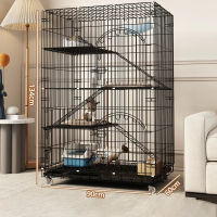 PAPAPET Large Cat Cage Foldable Pet Playpen with Wheels Tray & Carrying Case Portable Kennel for 1-2 Cats Indoor Villa Easy Setup Easy to install