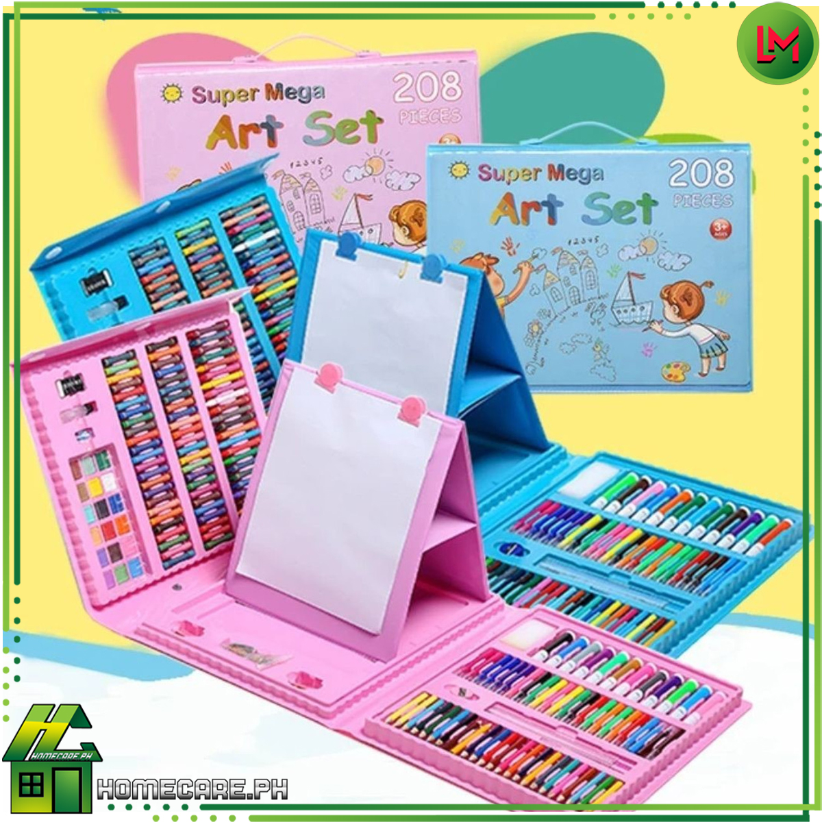 HOMECARE PH. 208Pcs Kids Super Mega Art Coloring Set Crayons Oil Pastels Color Pencils For Drawing & Painting