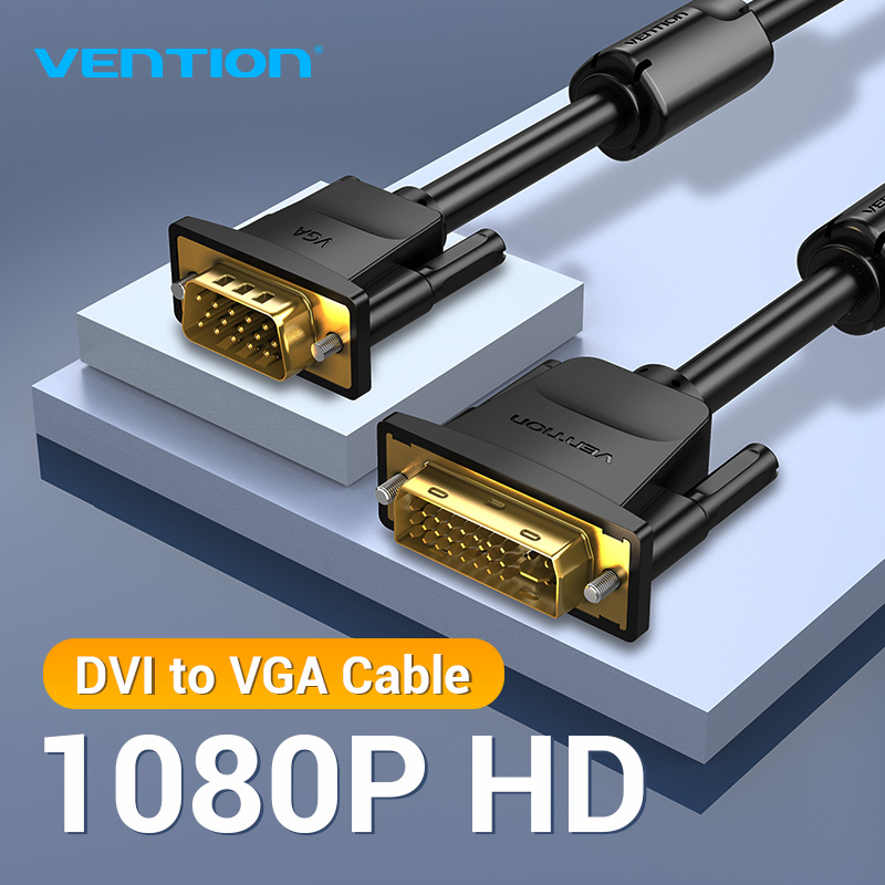Vention dvi để cáp vga 1080p 60hz DVI-I 24 + 5 dvi i ổ cắm đực sang vga nam adapter chuyển đổi cho màn hình máy tính xách tay cáp dvi cáp vga