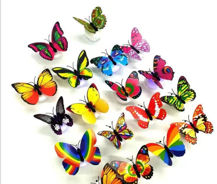 20pcs/set Random Design Glowing 3D butterfly night light LED wall sticker Creative wall decoration