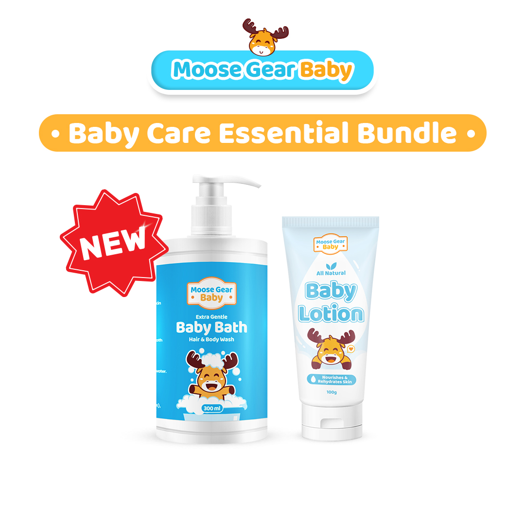 Moose Gear Baby Care Essential Bundle (Baby Bath 300ml Lotion 100g Powder 80g)
