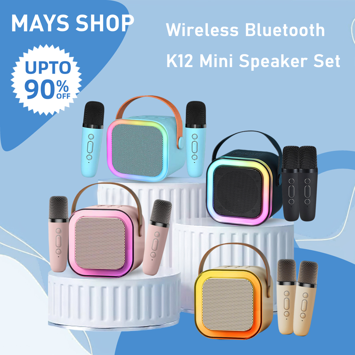 K12 wireless Bluetooth with microphone karaoke speaker 3D stereo mini ...