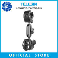 TELESIN Double Headed Crab Clamp Mount for Bike Motorcycle GoPro DJI Insta360 Dual Ball Head Camera Holder GP-HBM-001-D