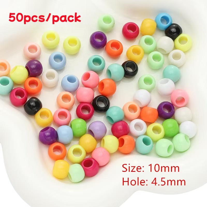 ManilaGo 10/12mm Acrylic Large Hole Beads Round Beads For DIY Keychain Necklace Bracelet Making