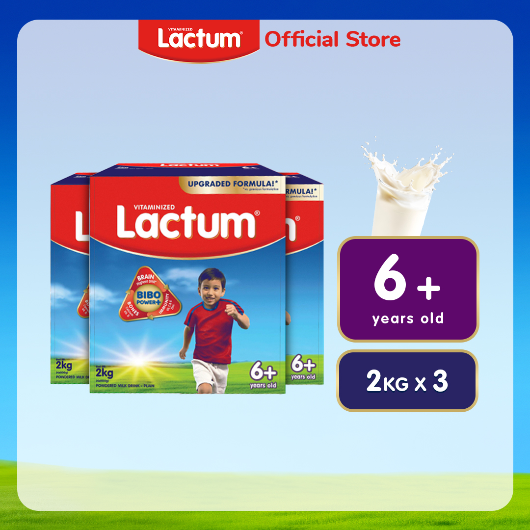 Lactum 6+ Plain Powdered Milk Drink for Children / Kids 6 Years Old and Above 6kg (2kg x 3)