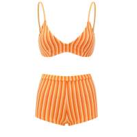 Yukari swim Orange Women Bikini Swimsuit Stripes Bathing Suit Beachwear