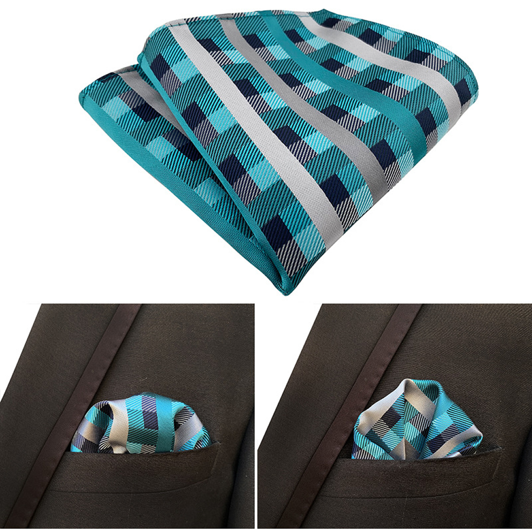 Men's Suits Shirts Handkerchief Green Stripe Pocket Square Towel Jarquard Woven 25*25cm Gentleman For Business Wedding Party Birthday Gift