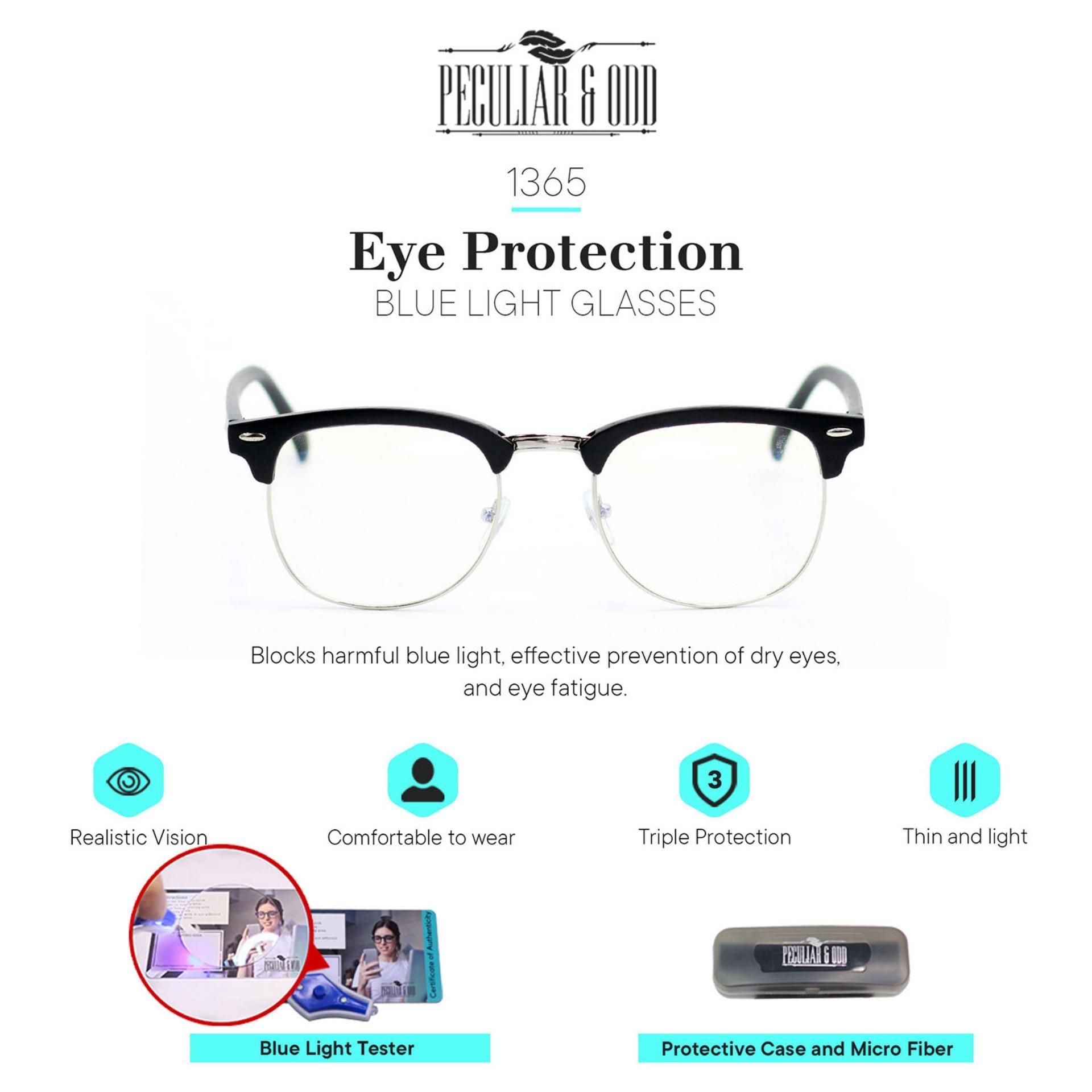 Peculiar Anti-Radiation Blue Lens Premium Metal Frame Optical 1365_Coal with Half  Silver Rim Gaming / Gadget / Computer with Replaceable for Prescription  Lenses Eyewear / Eyeglass- Peculiar and Odd Collection