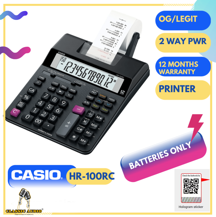 Casio HR-100RC Printing Calculator Adding Machine HR100RC HR 100 RC - 1 Unit - Genuine and Original-OG Legit With Batteries And Printer Rolls