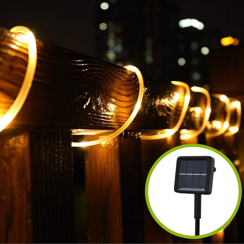 OSQ 100/200LED Waterproof 8 Mode Solar Power Neon Hose Tube Copper String Light for Home Decoration