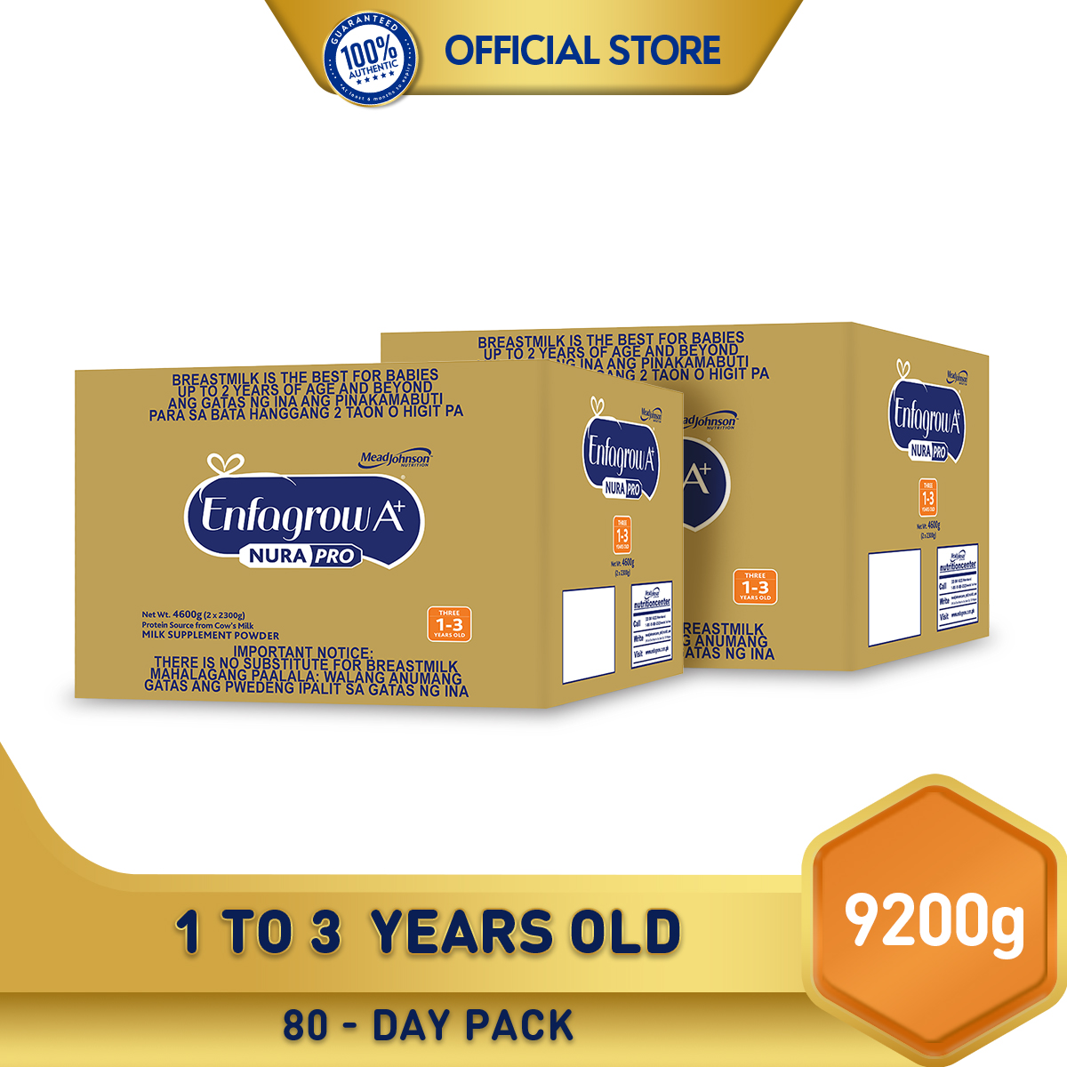 Enfagrow A+ Nurapro Three Milk Supplement Powder for Children/Kids 1-3 Years Old 9.2kg (4.6kg x 2)