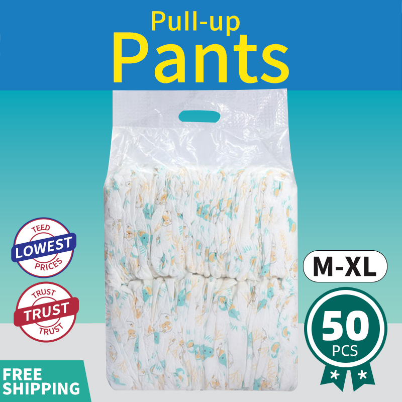 Paouetue Baby Pants M-3XL 50 Count 360-Large Waist Breathable Male-Female Pants