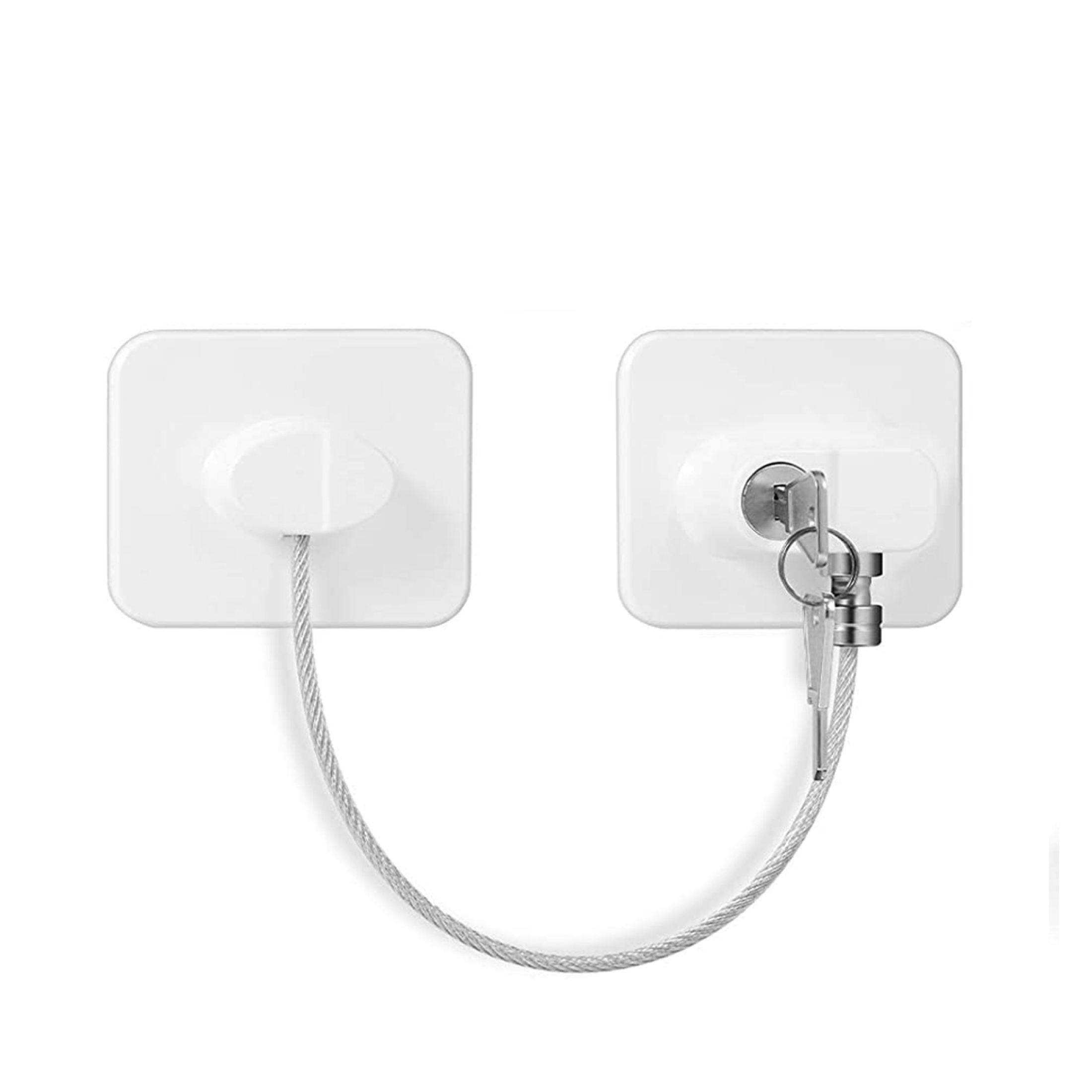 2 Pieces Refrigerator Lock Door Strong Adhesive Freezer Door Lock File Drawer Lock Child Safety