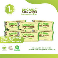 ORGANIC BABY WIPES 50s EXTRA LARGE PACK OF 6